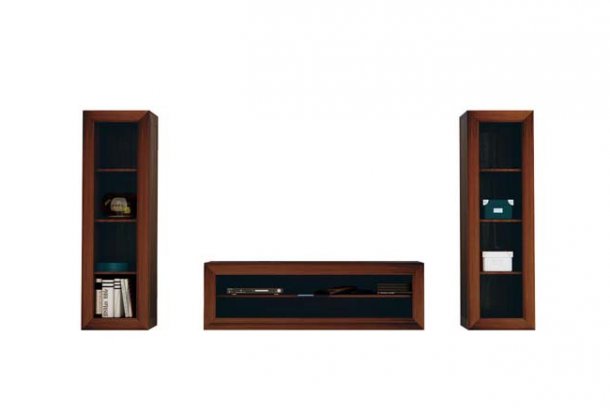 Column and wall-hung unit for TV (dark colour)  