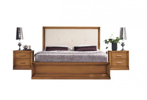 Bed and single bed without headboard and bed table  