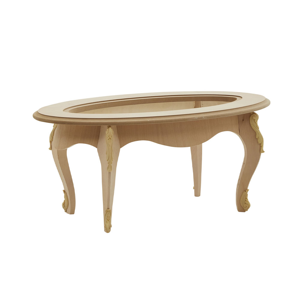1735G - Tavolino ovale intagliato piano legno