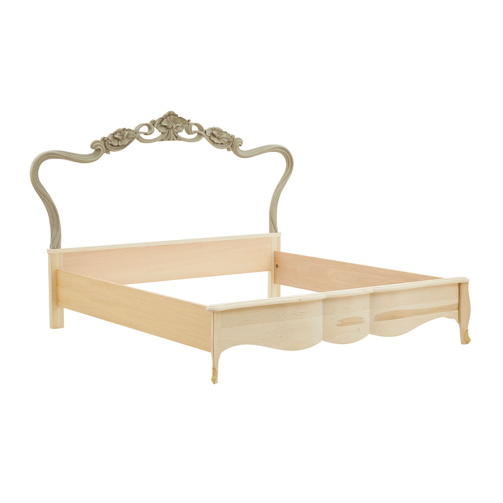 1761G - Letto matrimoniale senza fregio testata intagliata e imbottita