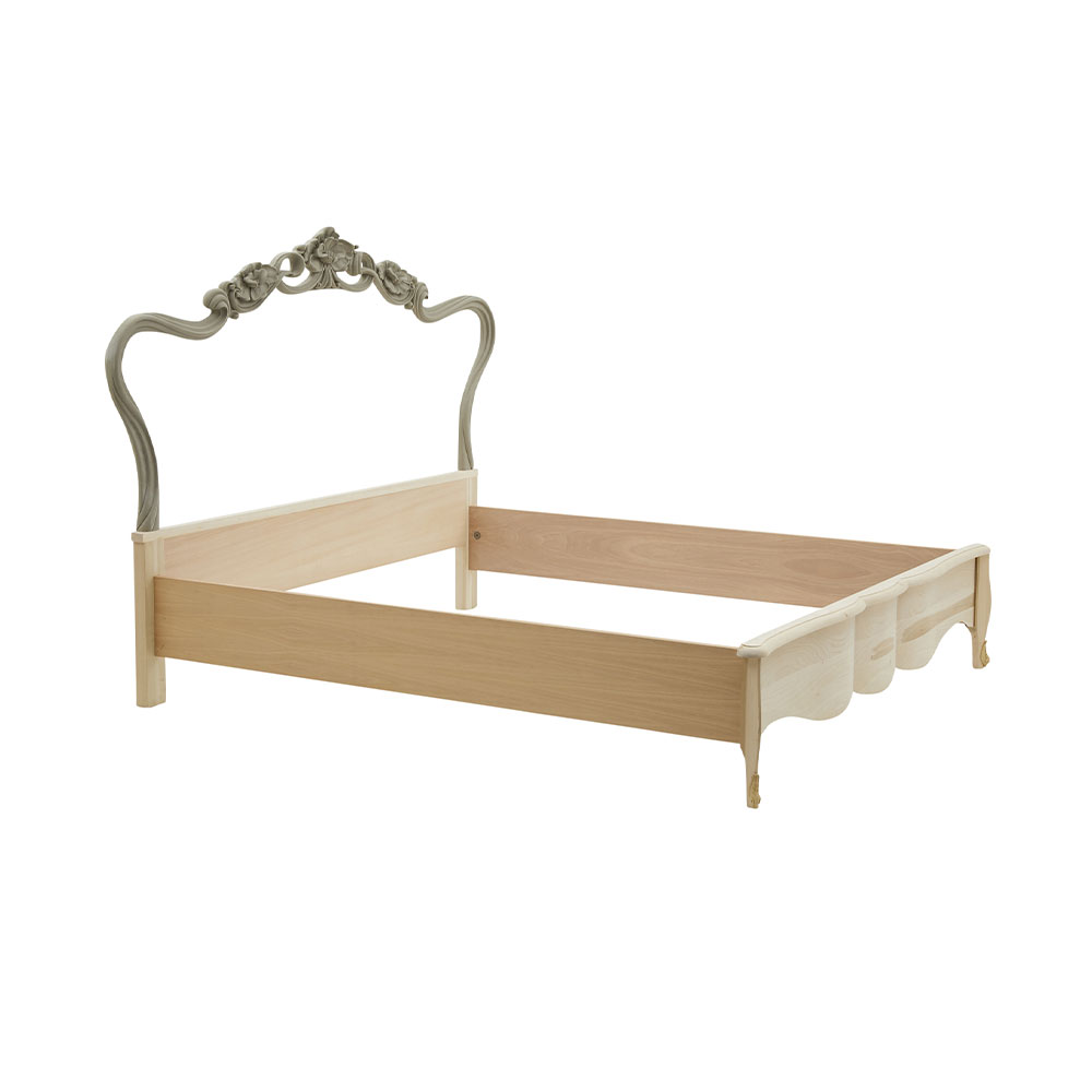 1762G - Letto matrimoniale senza fregio testata intagliata e imbottita