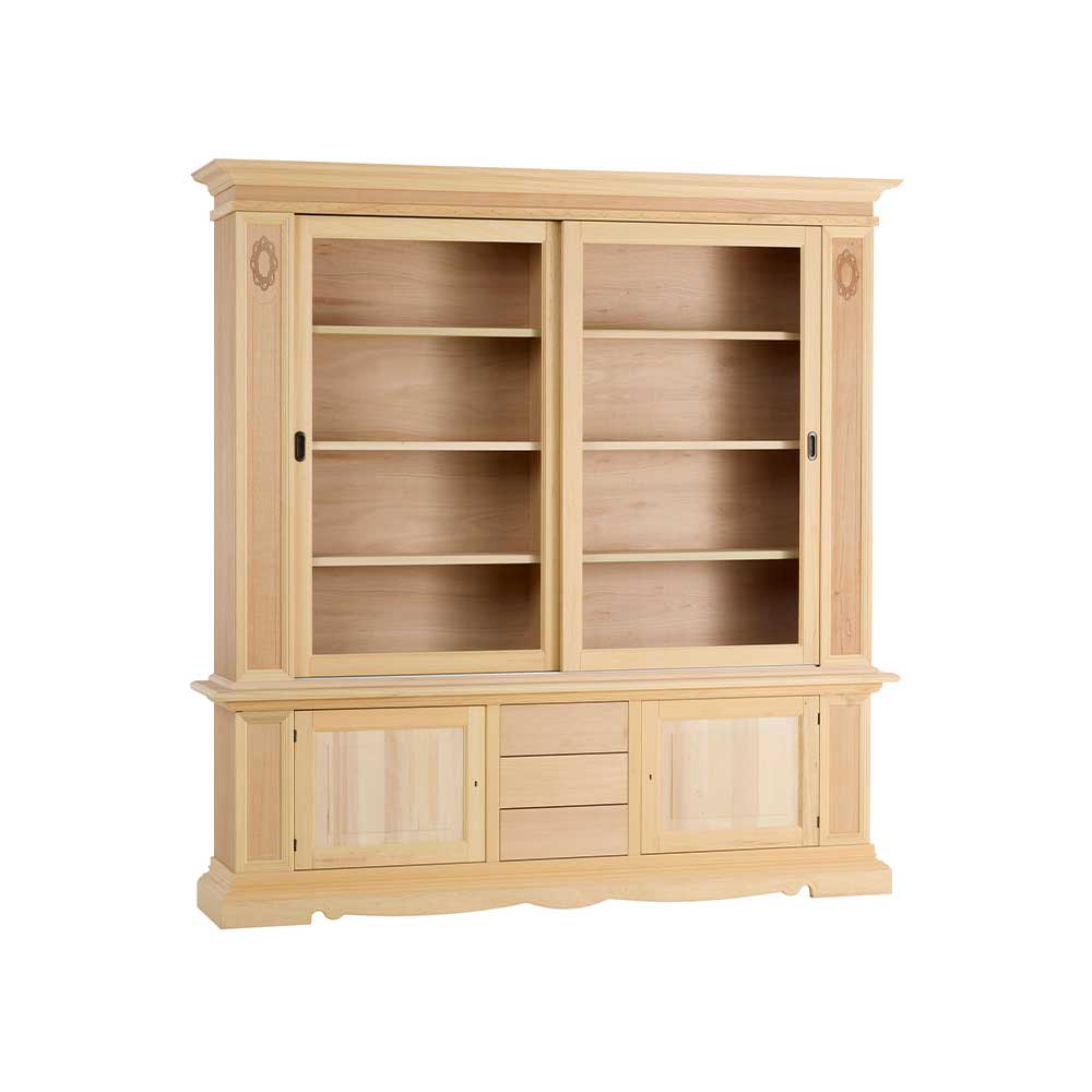 1887G - Libreria 2 porte scorrevoli 3 cassetti