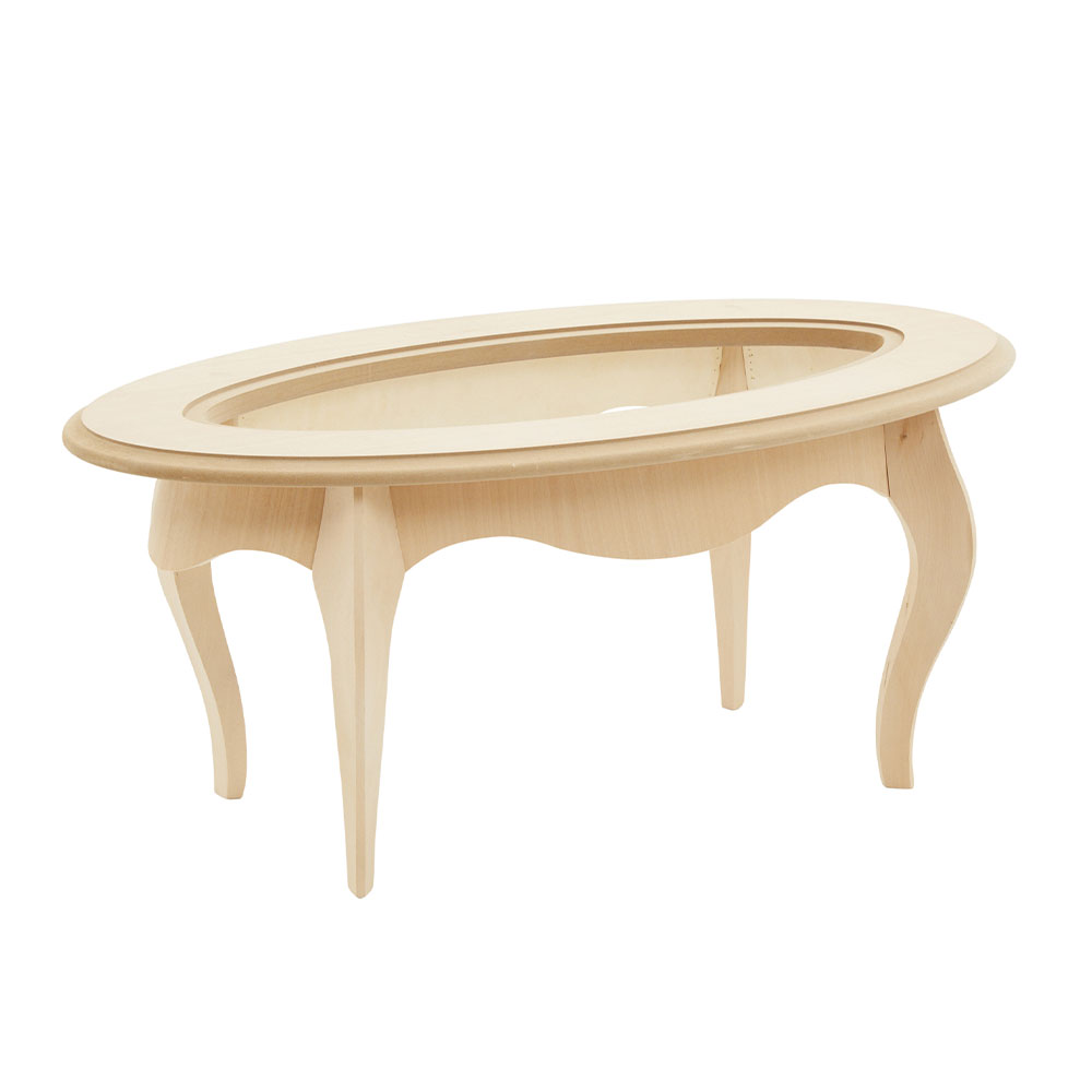 735G - Tavolino ovale piano vetro