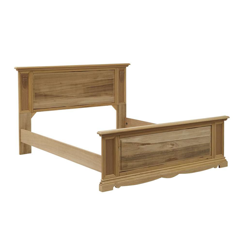 891G - Letto matrimoniale con testata legno con foglia