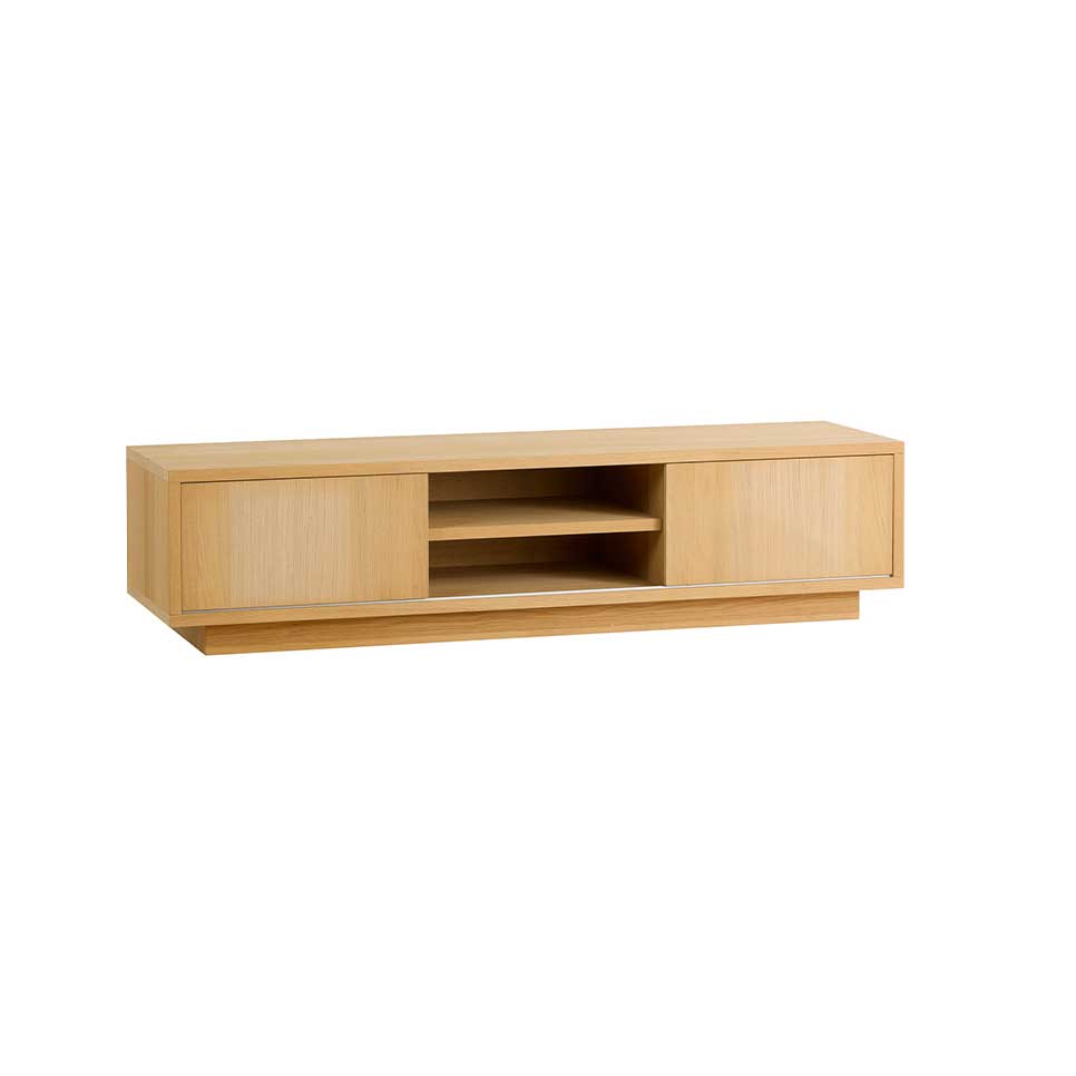 LF309 - Porta TV struttura e ante scorrevoli in rovere con zoccolo
