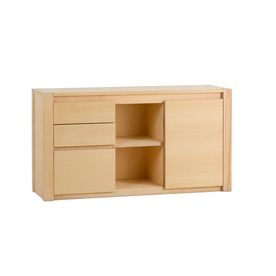LF404 - Credenza in listellare di frassino 1 porta 3 cassetti